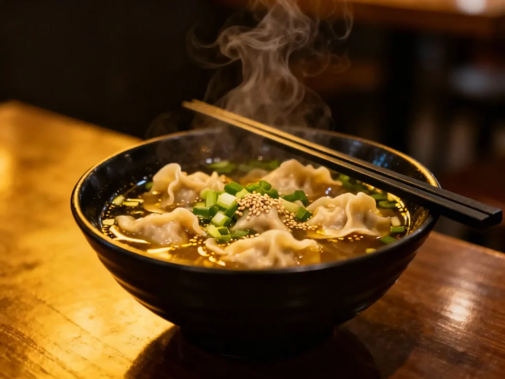 Easy wonton soup ready to serve