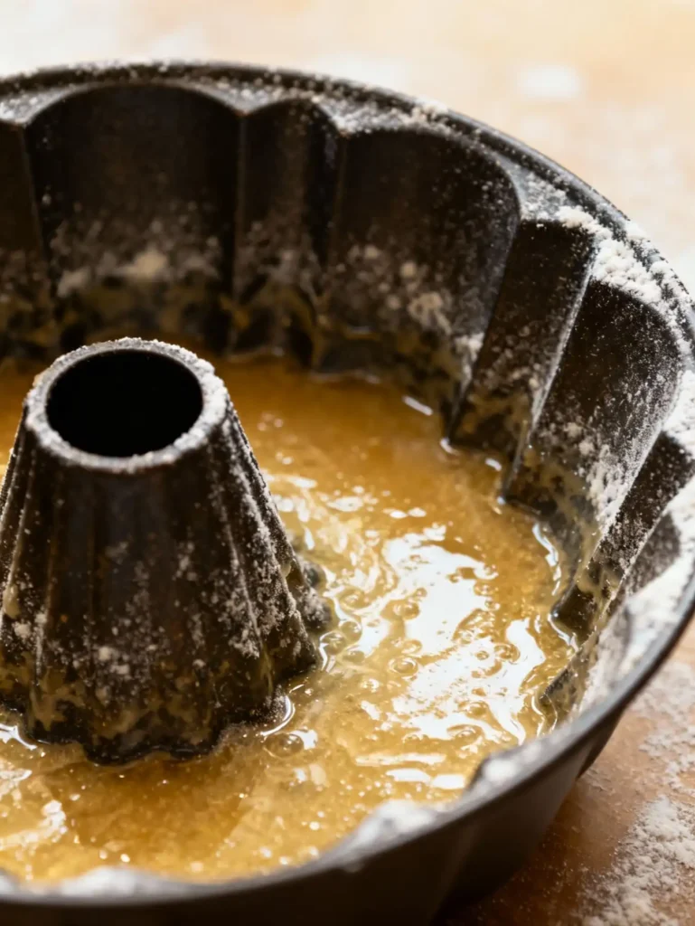 A bundt pan, greased and floured, for the easy marble bundt cake recipe.