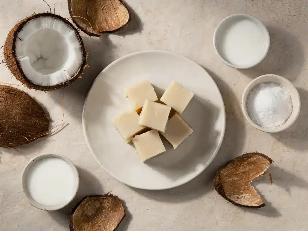 Final plated haupia recipe ready to serve