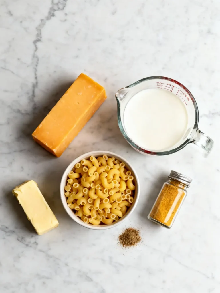Mac and Cheese Ingredients Display