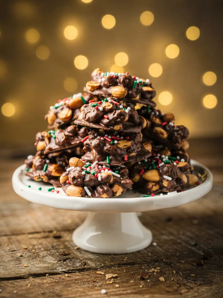 Crockpot Christmas Candy stacked on a party platter