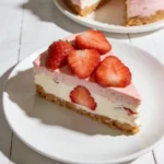 Strawberry icebox cheesecake recipe with fresh strawberries and graham crust