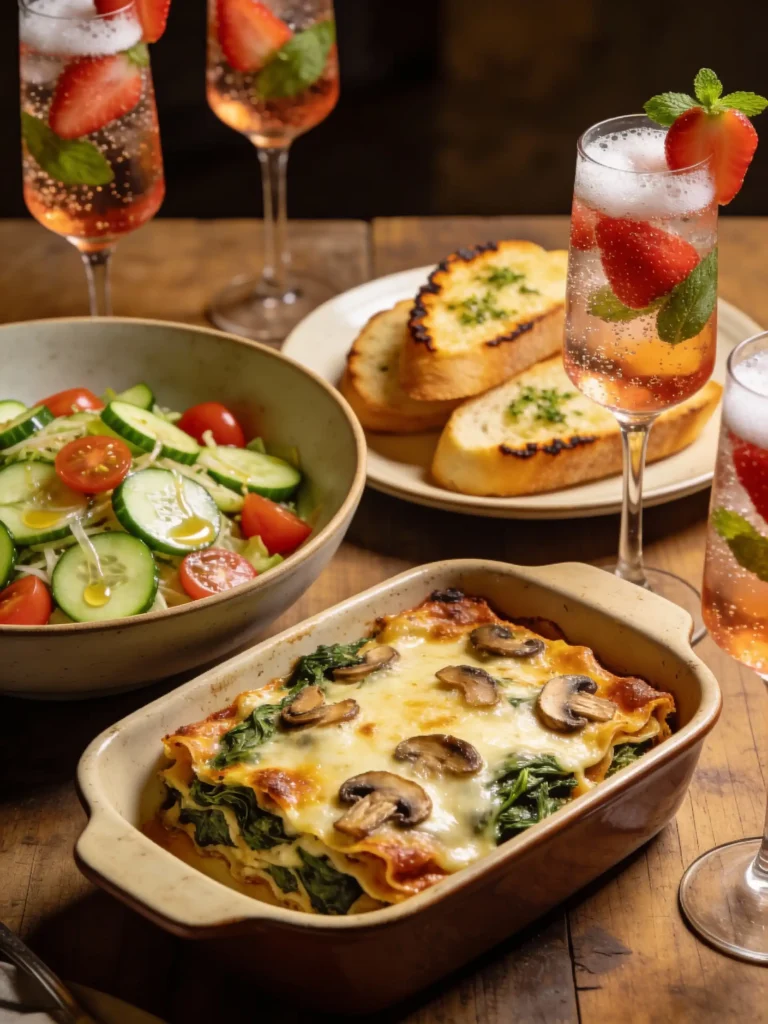 Vegetarian Italian dinner spread