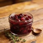 Cherry–Chipotle Firecracker Jam in glass jar