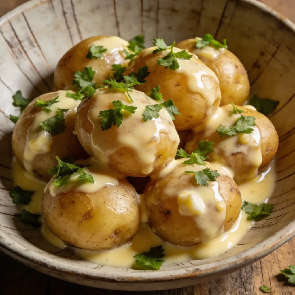 Creamy Slow Cooker Amish Evaporated Milk Baby Potatoes recipe