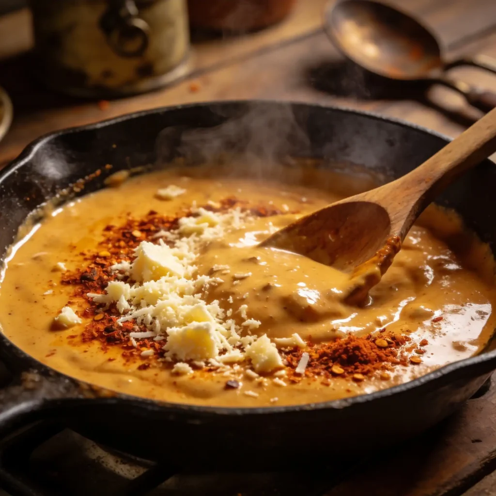 Creamy Cajun pasta sauce for Cajun shrimp pasta volcano