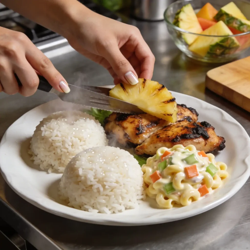 Building a Hawaiian plate lunch step by step