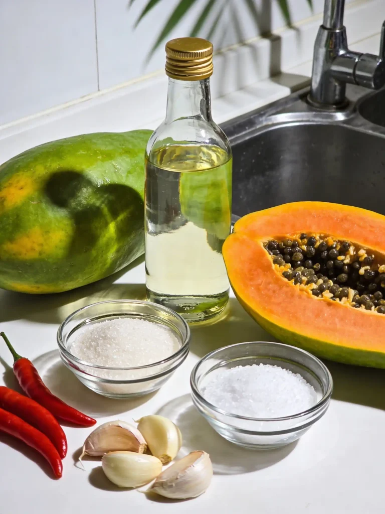 ingredients for quick pickled Hawaiian papaya