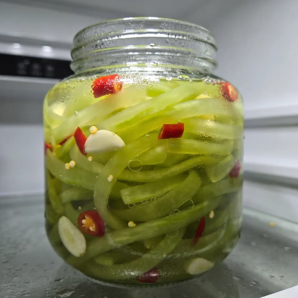 storing quick pickled Hawaiian papaya in jar