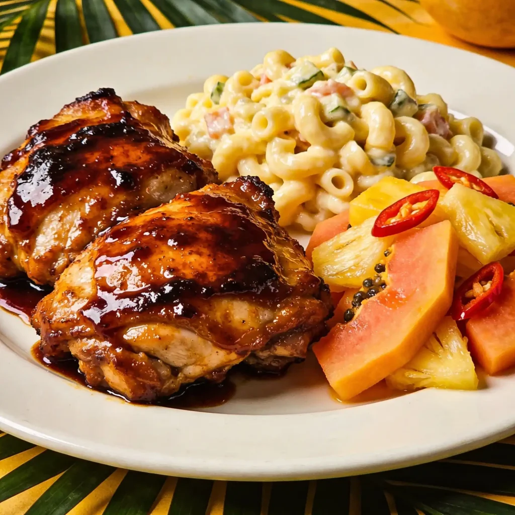 quick pickled Hawaiian papaya served with Hawaiian plate lunch
