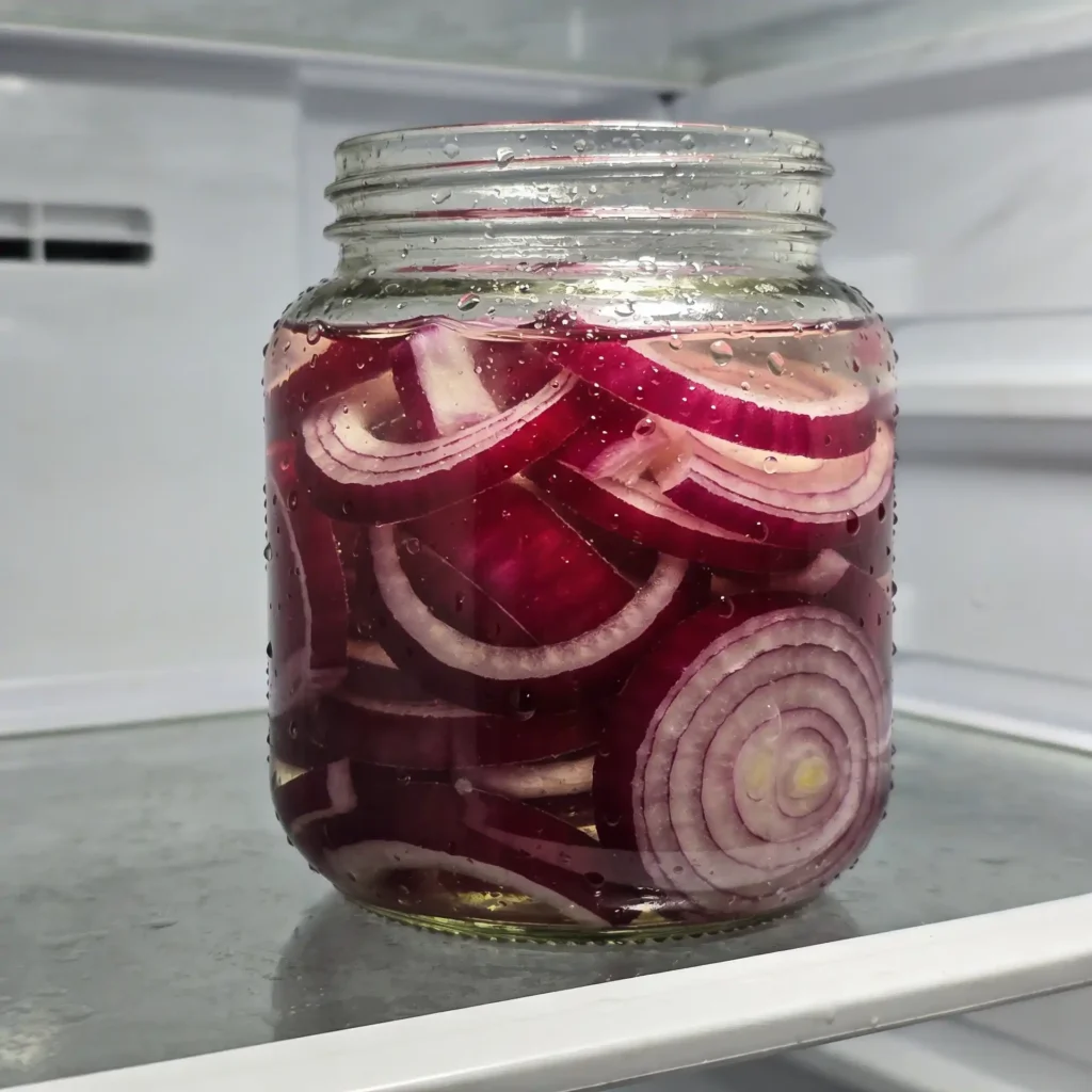 storing quick pickled red onions in fridge