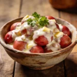 Slow Cooker Amish Evaporated Milk Baby Potatoes served in a rustic bowl with garlic butter sauce