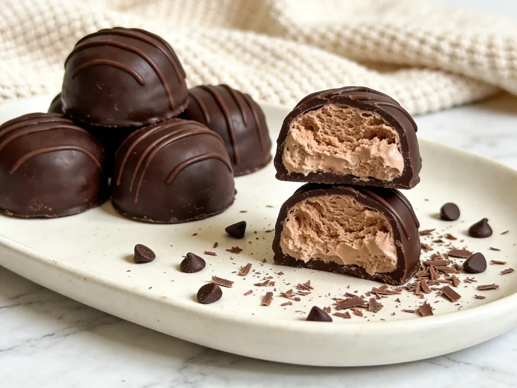 Keto Musketeer Candy Recipe with fluffy center and chocolate coating