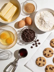 Ingredients for Sugar Free Chocolate Chip Cookies Recipe on a kitchen counter